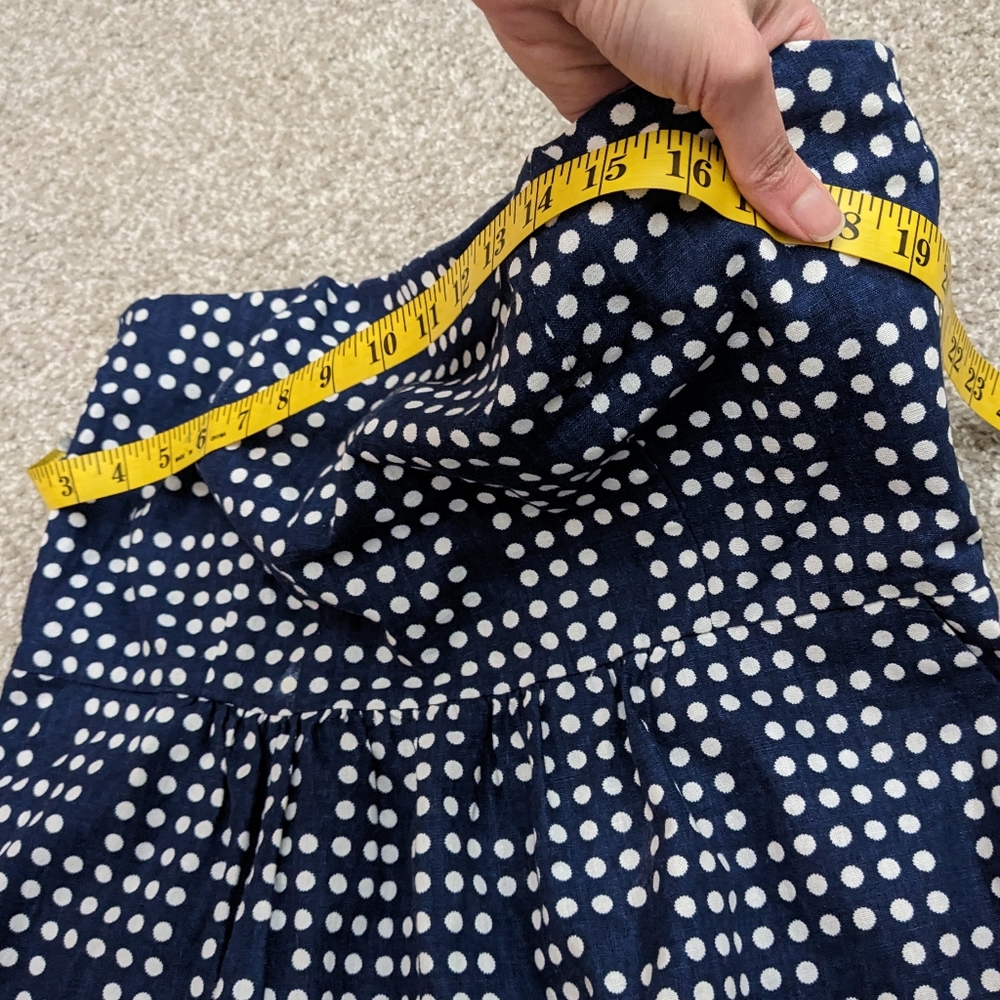 SOLD- Gap linen blend polka dot strapless tube skater dress navy white - Picture 14 of 16